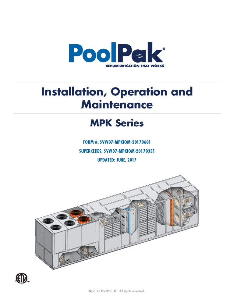 Poolpak Mpk Legacy Manuals - PoolPak